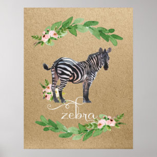 Póster Arte de berçário Safari de Zebra na Selva