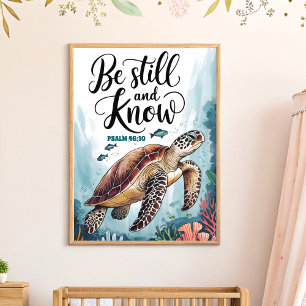 Poster Arte de berço cristão Fique parado e saiba