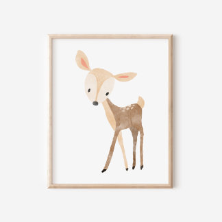 Poster Arte de Berço Florestal Adorável com Aquarela de V