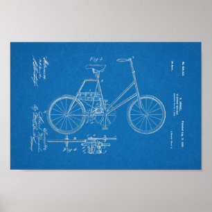 Poster Arte de Blueprint de Patente de Bicicleta Elétric