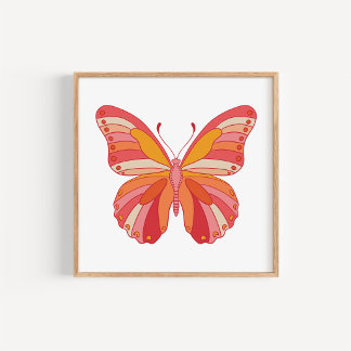 Poster Arte de Borboleta Desenhada à Mão, Ousada e Vibran