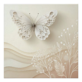 Póster Arte de Borboleta Paleta Suave Design Gráfico