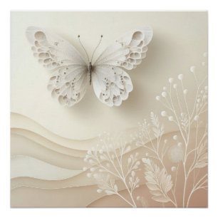 Póster Arte de Borboleta Paleta Suave Design Gráfico