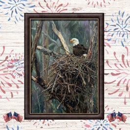 Poster Arte de Bosque com Ninho de Águia Americana