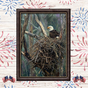 Poster Arte de Bosque com Ninho de Águia Americana