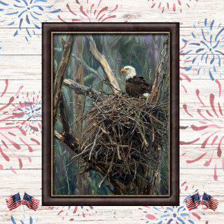 Poster Arte de Bosque com Ninho de Águia Americana