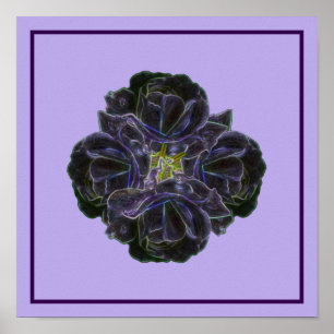 Poster Arte de Buquê de Flores Rosa Roxa