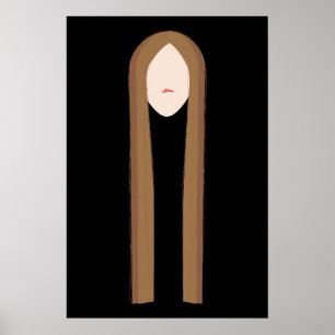 Poster Arte de Cabelo Longo Retrato moderno minimalista