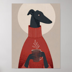 Poster Arte de Cachorro Aconchegante – Caneca e Vapor