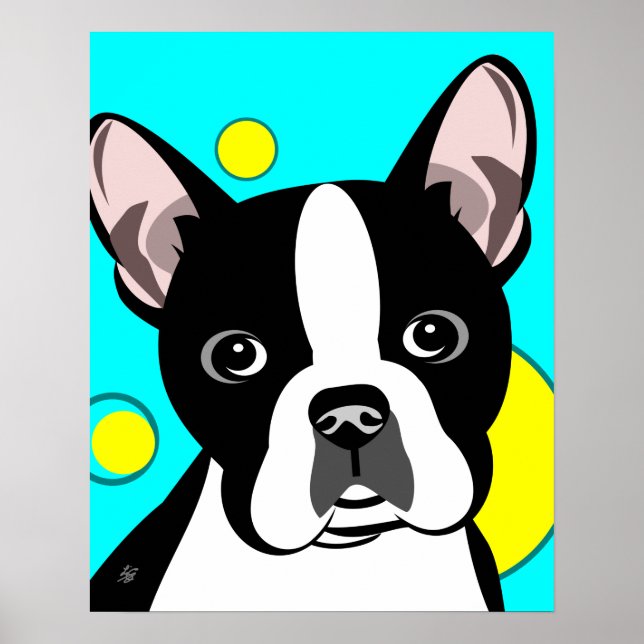 Poster Arte de cachorro Boston Terrier (Frente)