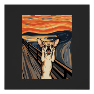 Póster Arte de Cachorro Expressionista Grito de Chihuahua