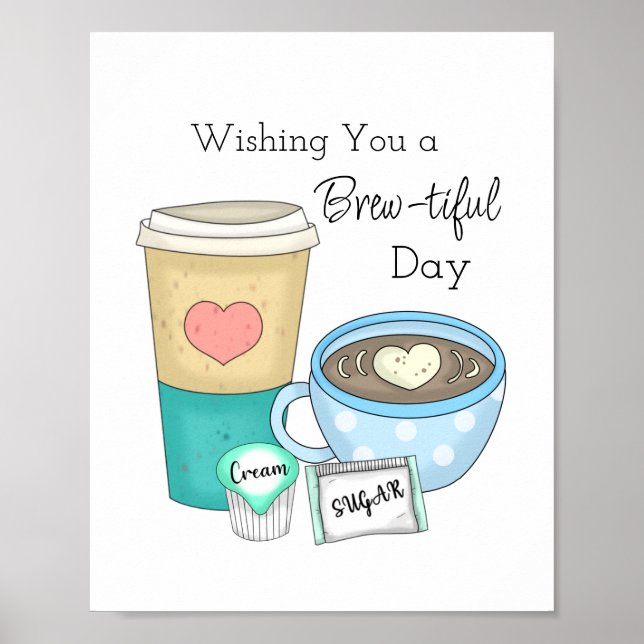 Poster Arte de Café Desenhada à Mão e Cotação (Frente)