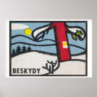 Poster Arte de Caixa de Fósforos de Paisagem de Inverno,