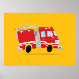 Poster Arte de Caminhão de Bombeiros Fofa