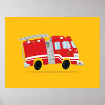 Arte de Caminhão de Bombeiros Fofo