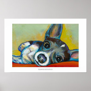 Póster Arte de cão Chihuahua - pintura de retrato diverti