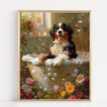 Poster Arte de Cão de Montanha Bernese, Trabalho de arte<br><div class="desc">Elevem a decoração da casa de banho com a nossa impressionante tela impressa com um porreiro Cão da Montanha Bernese que desfruta de um cheio relaxante de bolhas e lindas flores. Este trabalho de arte charmoso adiciona um toque de calor e personalidade ao seu espaço, fazer que ele se sinta...</div>