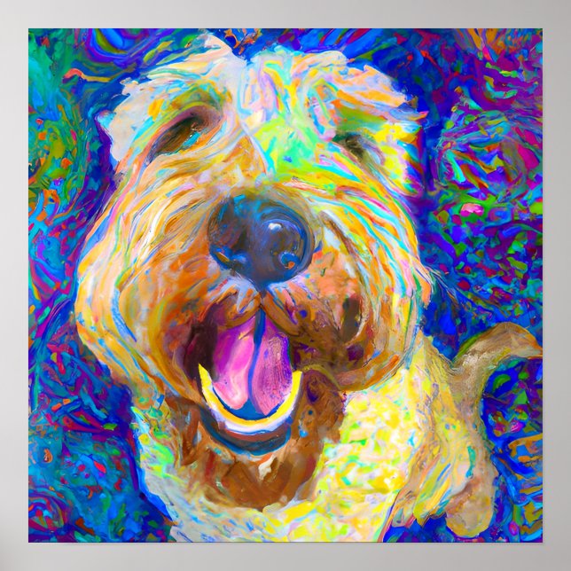 Poster Arte de Cão Maluco e Feliz Roda Terrier (Frente)