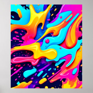 Poster Arte de Caos de Cores Vibrantes
