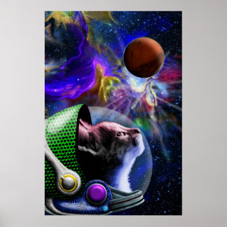 Poster Arte de Carrinho Espacial com Nebulosa Planeta