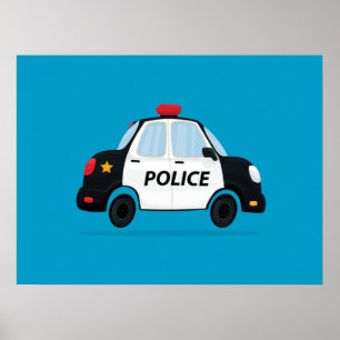 Póster Arte de Carro de Polícia Fofo