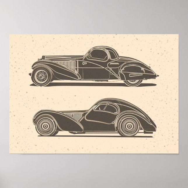 Poster Arte de Carro Retrô (Frente)