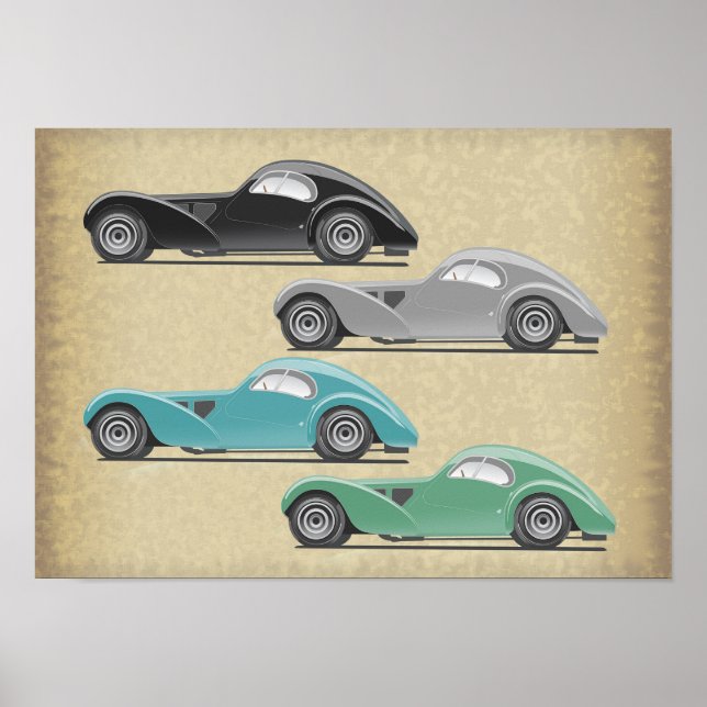 Poster Arte de Carro Retrô (Frente)