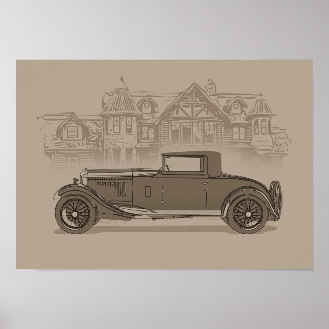 Poster Arte de Carro Retrô (Frente)