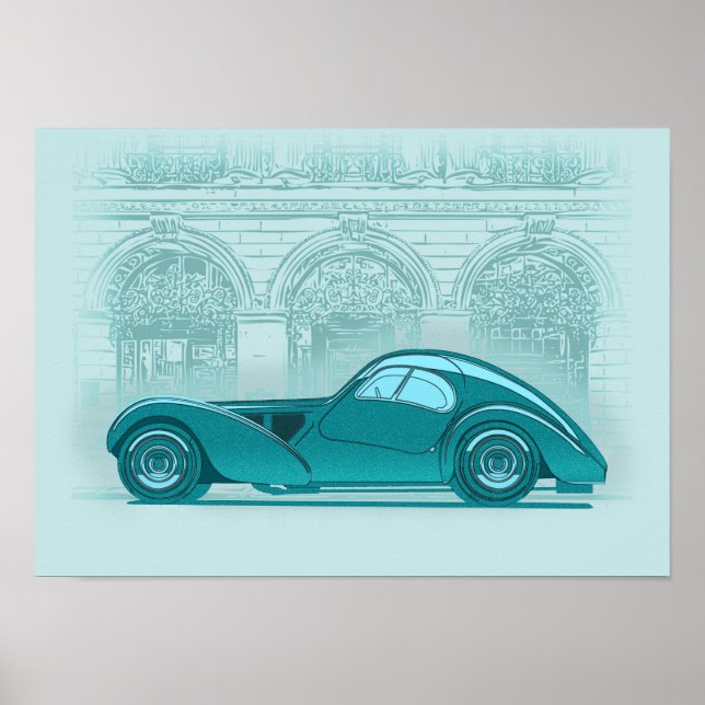 Poster Arte de Carro Retrô (Frente)