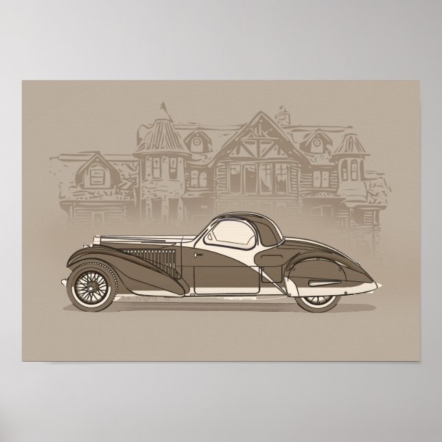 Poster Arte de Carro Retrô (Frente)