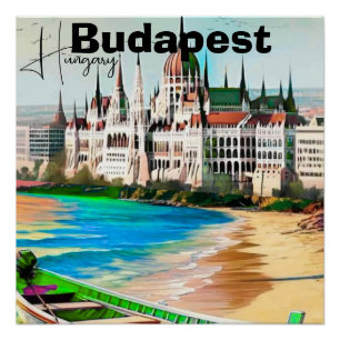 Póster Arte de Cartão Postal de Viagem de Budapeste, Cart
