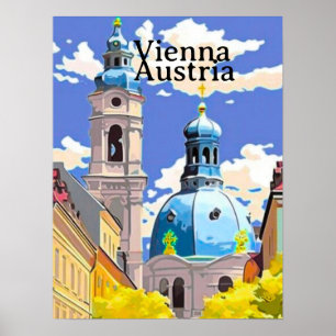 Poster Arte de cartão-postal de viagem de Viena, arte de 