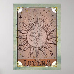 Poster Arte de Cartas de Tarot de Dualidade do Sol e da L