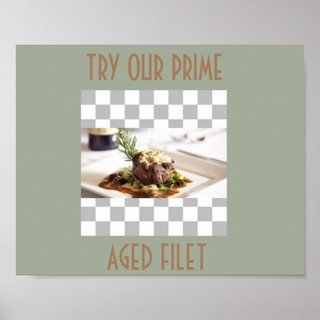 POSTER ARTE DE CARTAZ DE MENU DE FILETE MIGNON (Frente)