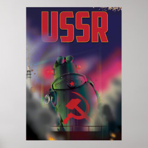 Póster Arte de cartaz de viagem de desenho animado da Rús