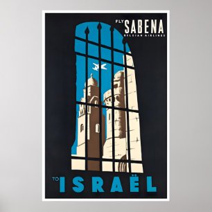 Poster Arte de Cartaz de Viagem de Israel Sabena