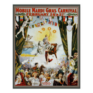 Póster Arte de cartaz do Carnaval de Mardi Gras Móvel Vin