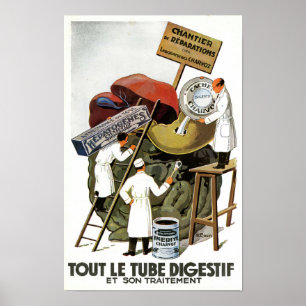 Poster Arte de Cartaz Médico do Sistema Digestivo Francês