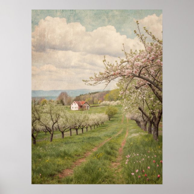 Poster Arte de Casa de Campo de Florada de Primavera Vint (Frente)
