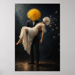 Poster Arte de Casal de Dandelion Surrealista