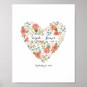 Póster Arte de Casamento Personalizada do Coração do Sonh