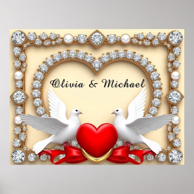Poster 🕊️ Arte de Casamento Romântico para Decoração de  (Frente)
