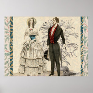 Poster Arte de casamento vitoriano vintage de 1844