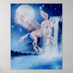 Poster Arte de Cavalo de Fantasia Fantasia em Cascata de 