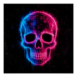 Póster Arte de Caveira Neon