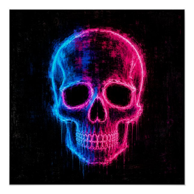 Póster Arte de Caveira Neon (Frente)