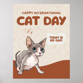 Poster Arte de Celebração do Dia Internacional do Gato Sp