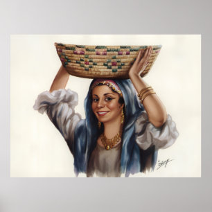 Poster Arte de Cesta de Mulher Egípcia
