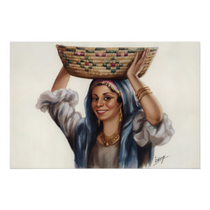 Póster Arte de Cesta de Mulher Egípcia