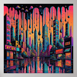 Poster Arte de Cidade de Unidade Psicodélica